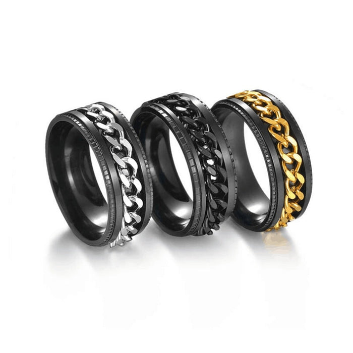 Wholesale rotatable chain stainless steel couple ring JDC-RS-Dingc006 Rings 顶潮 Wholesale Jewelry JoyasDeChina Joyas De China