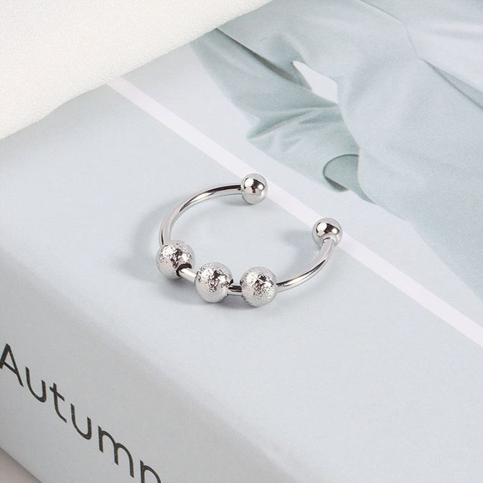 Wholesale Rotating Ball Bead Plating Copper Decompression Ring JDC-RS-YZM093 Rings 伊之美 white adjustable Wholesale Jewelry JoyasDeChina Joyas De China