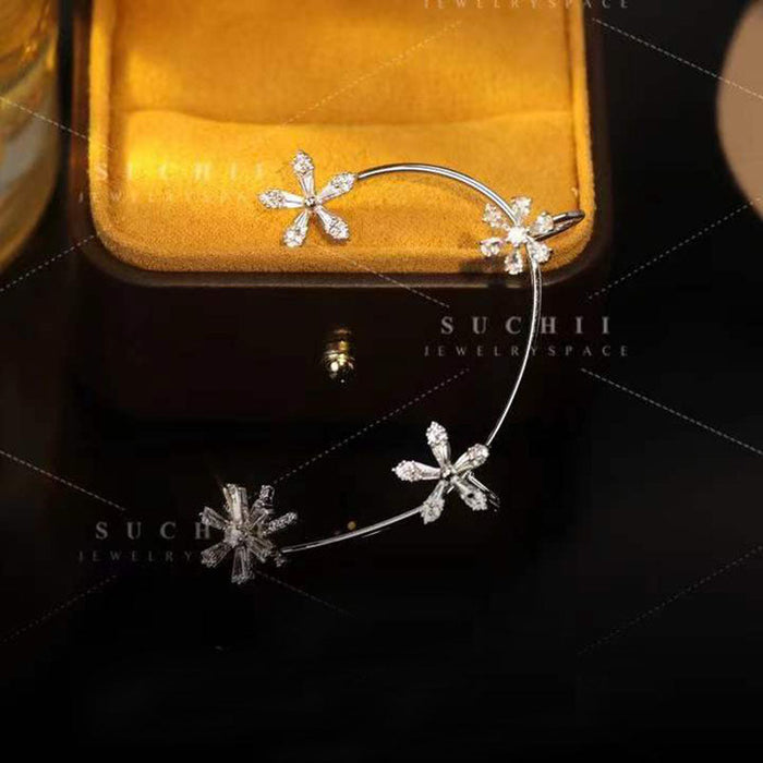 Wholesale rotating flower alloy earrings JDC-ES-XuF090 Earrings 旭帆 left Wholesale Jewelry JoyasDeChina Joyas De China