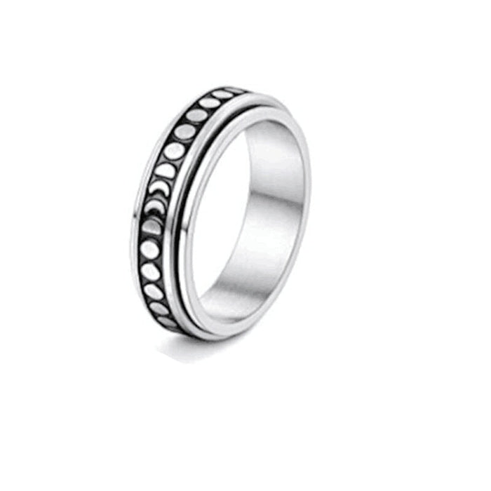Wholesale rotating stainless steel couple ring JDC-RS-Dingc011 Rings 顶潮 6MMmoon 6 Wholesale Jewelry JoyasDeChina Joyas De China
