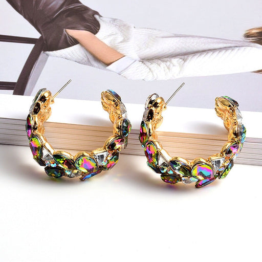 Wholesale Round Alloy Colored Rhinestone Earrings JDC-ES-SK055 Earrings 深刻 Wholesale Jewelry JoyasDeChina Joyas De China