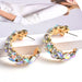Wholesale Round Alloy Colored Rhinestone Earrings JDC-ES-SK055 Earrings 深刻 AB Wholesale Jewelry JoyasDeChina Joyas De China