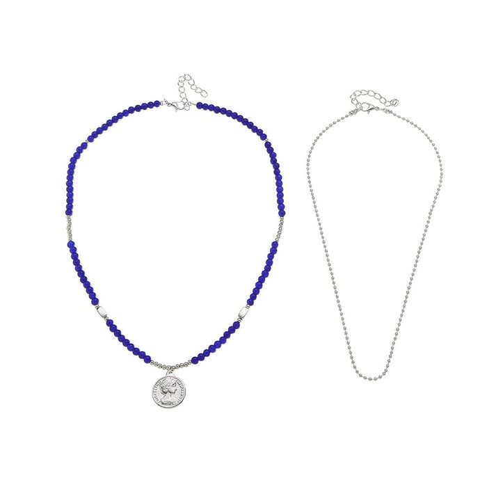 Wholesale Round Brand Avatar Alloy Ball Bead Double Layer Chain Necklace JDC-NE-NZ326 Necklaces 奈珠 Wholesale Jewelry JoyasDeChina Joyas De China