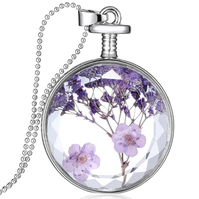 Wholesale Round Fashion Dried Flower Transparent Crystal Necklace JDC-NE-YinH011 Necklaces 颖皓 H039N Wholesale Jewelry JoyasDeChina Joyas De China