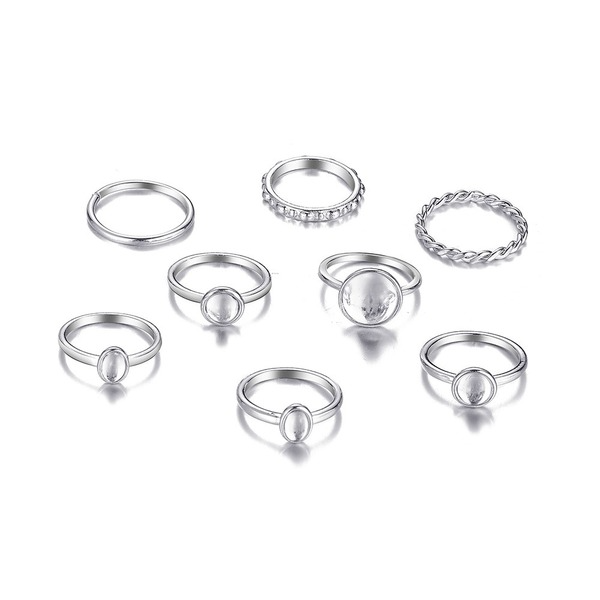 Wholesale round gemstone alloy rings 8-piece set JDC-RS-F562 Rings JoyasDeChina Wholesale Jewelry JoyasDeChina Joyas De China