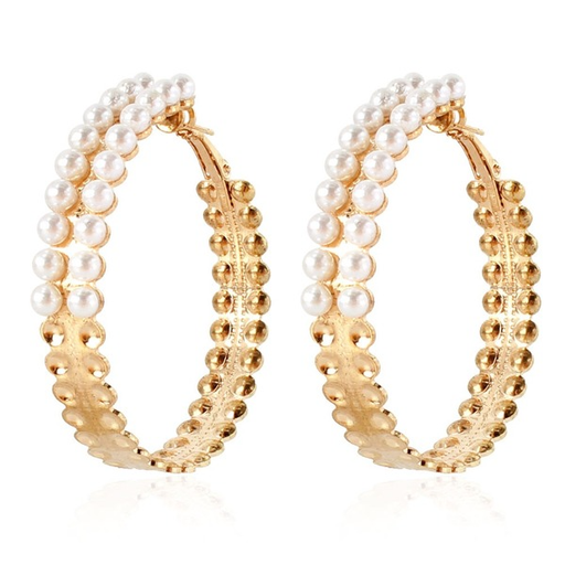 Wholesale round inlaid pearl alloy earrings JDC-ES-TC146 Earrings JoyasDeChina Wholesale Jewelry JoyasDeChina Joyas De China