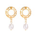 Wholesale round mesh hollow Pearl Earrings JDC-ES-MH028 Earrings JoyasDeChina 01 yajin 2576 Wholesale Jewelry JoyasDeChina Joyas De China