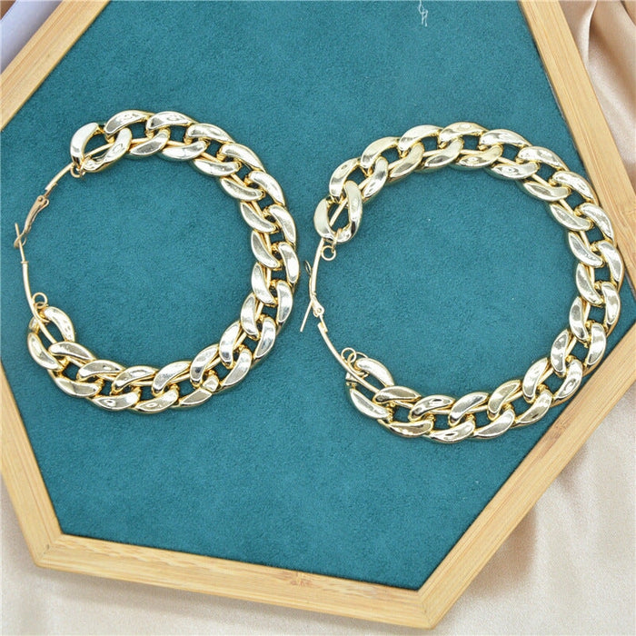 Wholesale Round Metal Alloy CCB Chain Big Earrings JDC-ES-XC343 Earrings 夏晨 Wholesale Jewelry JoyasDeChina Joyas De China