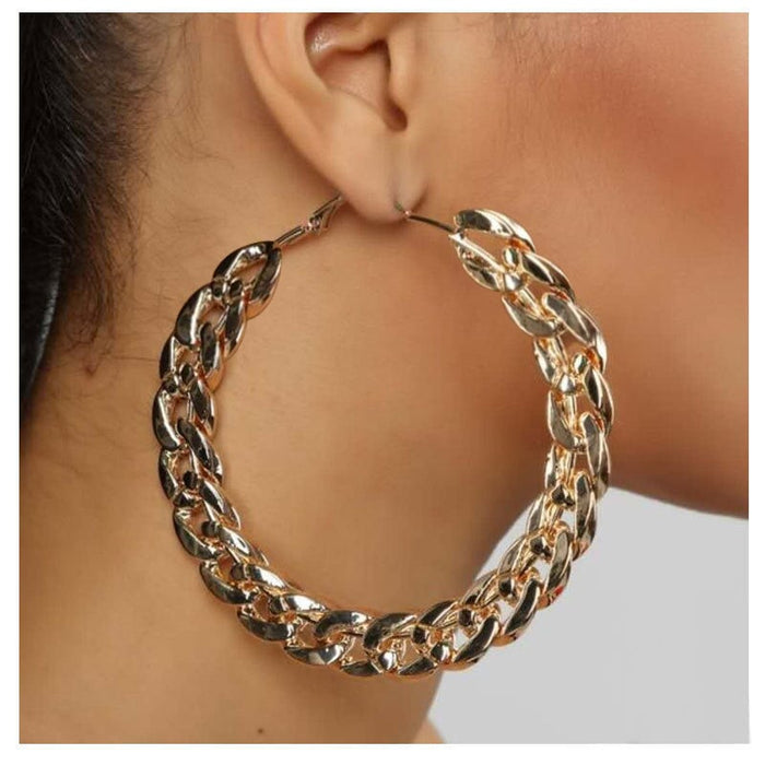 Wholesale Round Metal Alloy CCB Chain Big Earrings JDC-ES-XC343 Earrings 夏晨 Wholesale Jewelry JoyasDeChina Joyas De China