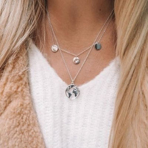 Wholesale round pendants electroplated alloy necklaces JDC-NE-F591 Necklaces 澈眳奾 Wholesale Jewelry JoyasDeChina Joyas De China