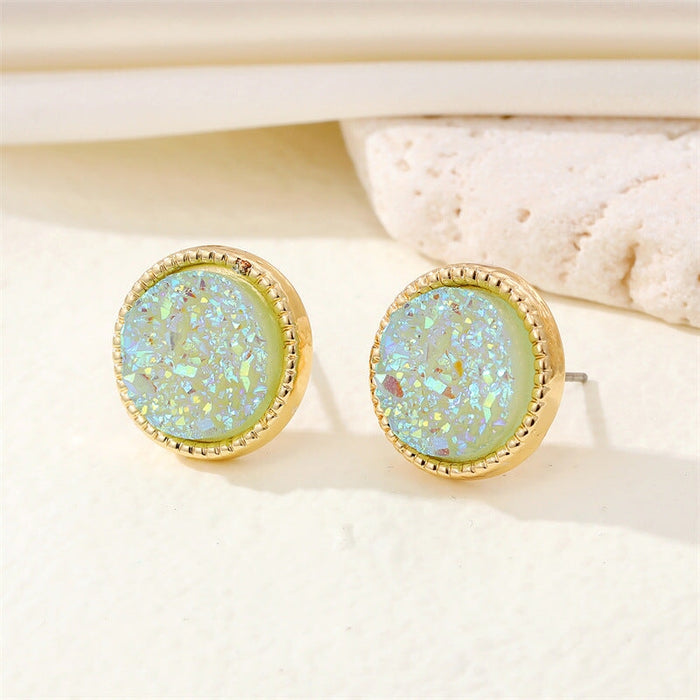 Wholesale Round Resin Glitter Metal Earrings MOQ≥6 JDC-ES-Juej001 Earrings 觉际 Wholesale Jewelry JoyasDeChina Joyas De China
