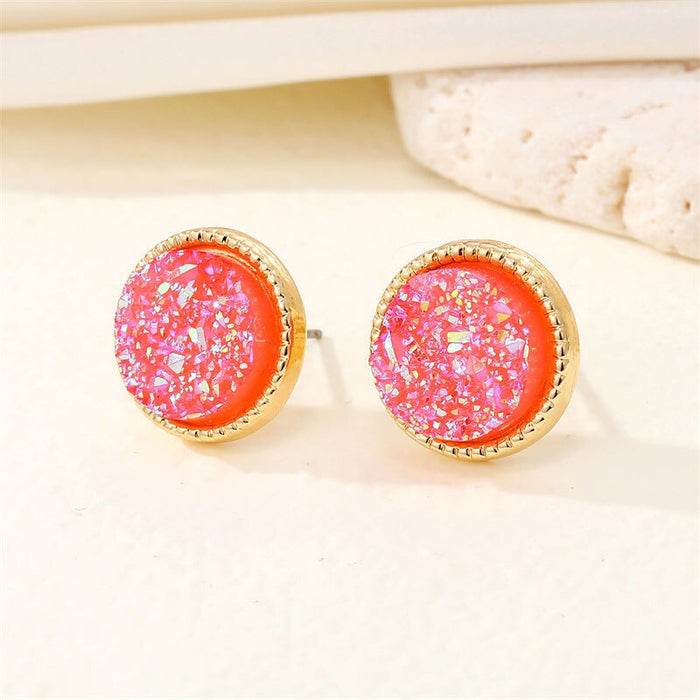 Wholesale Round Resin Glitter Metal Earrings MOQ≥6 JDC-ES-Juej001 Earrings 觉际 Wholesale Jewelry JoyasDeChina Joyas De China