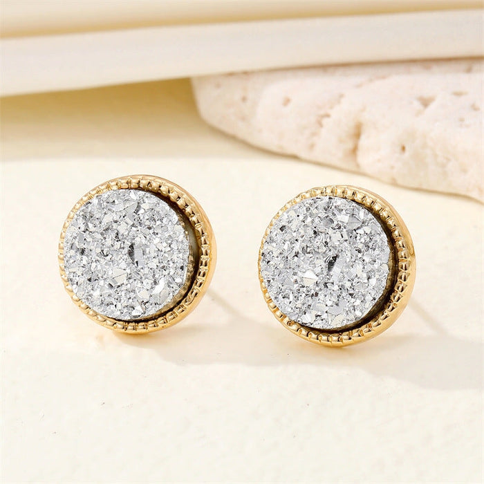 Wholesale Round Resin Glitter Metal Earrings MOQ≥6 JDC-ES-Juej001 Earrings 觉际 Wholesale Jewelry JoyasDeChina Joyas De China