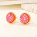 Wholesale Round Resin Glitter Metal Earrings MOQ≥6 JDC-ES-Juej001 Earrings 觉际 rose red Wholesale Jewelry JoyasDeChina Joyas De China