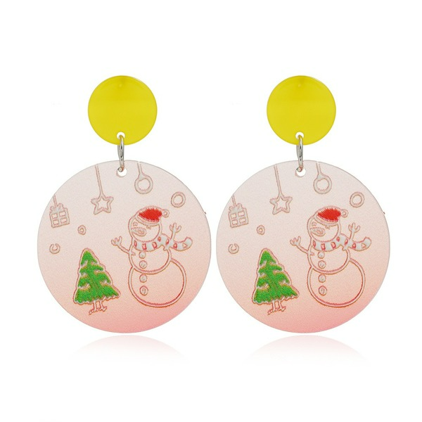 Wholesale round Snowman Christmas Tree Earrings JDC-ES-KQ129 Earrings JoyasDeChina Wholesale Jewelry JoyasDeChina Joyas De China