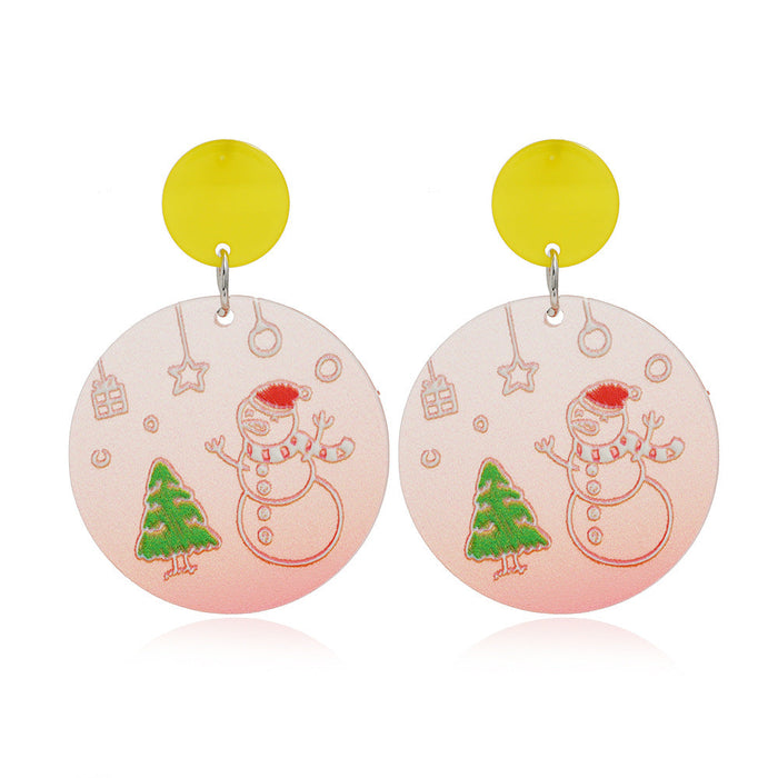 Wholesale round Snowman Christmas Tree Earrings JDC-ES-KQ129 Earrings JoyasDeChina Gradual orange white k Wholesale Jewelry JoyasDeChina Joyas De China