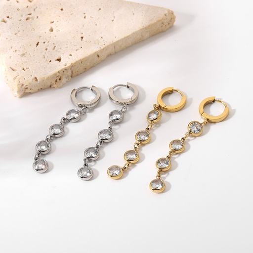 Wholesale Round zircon tassel pendant earrings for women JDC-ES-JD200 Earrings JoyasDeChina Wholesale Jewelry JoyasDeChina Joyas De China