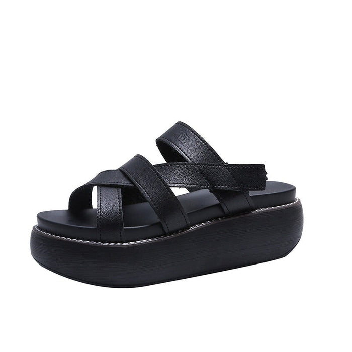 Wholesale rubber PU leather muffin thick-soled slippers JDC-SP-GQ022 Slippers JoyasDeChina black 38 Wholesale Jewelry JoyasDeChina Joyas De China