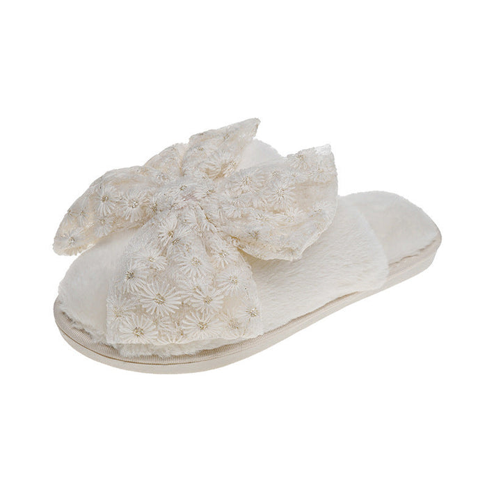 Wholesale rubber sole lace butterfly slippers JDC-SD-GSXC004 Slippers JoyasDeChina beige color 36-37 Wholesale Jewelry JoyasDeChina Joyas De China