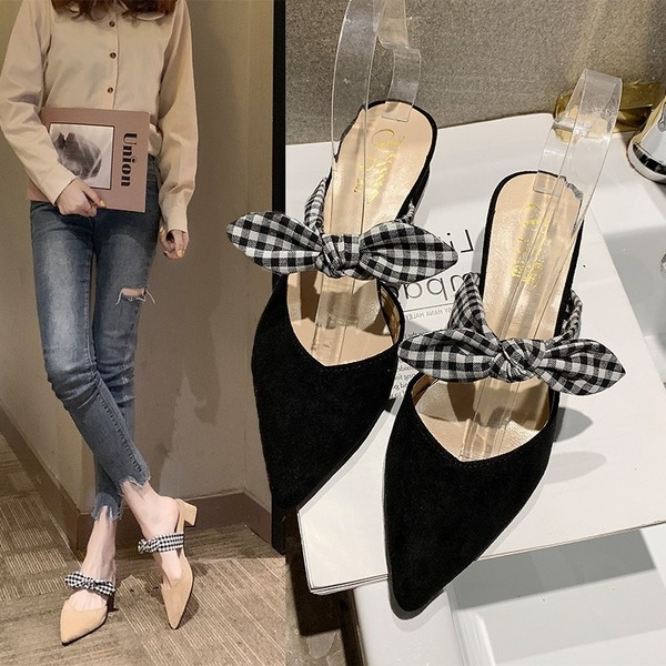 Bulk Jewelry Wholesale rubber suede bow middle heel slippers JDC-SP-GQ042 Wholesale factory from China YIWU China
