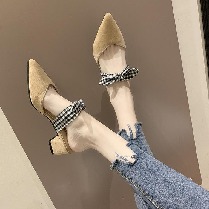 Bulk Jewelry Wholesale rubber suede bow middle heel slippers JDC-SP-GQ042 Wholesale factory from China YIWU China