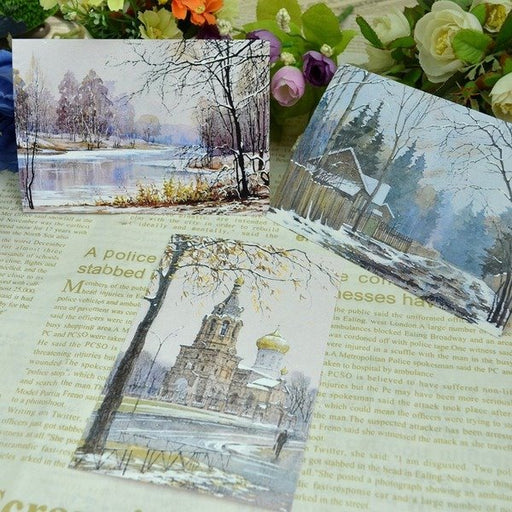 Wholesale Russian hand painted special paper postcards 3 pieces/set MOQ≥5 JDC-GC-Hengm017 Greeting Card 恒美 Wholesale Jewelry JoyasDeChina Joyas De China
