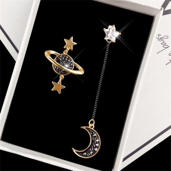 Bulk Jewelry Wholesale S925 silver needle asymmetric Star Moon EarringsJDC-ES-xc135 Wholesale factory from China YIWU China