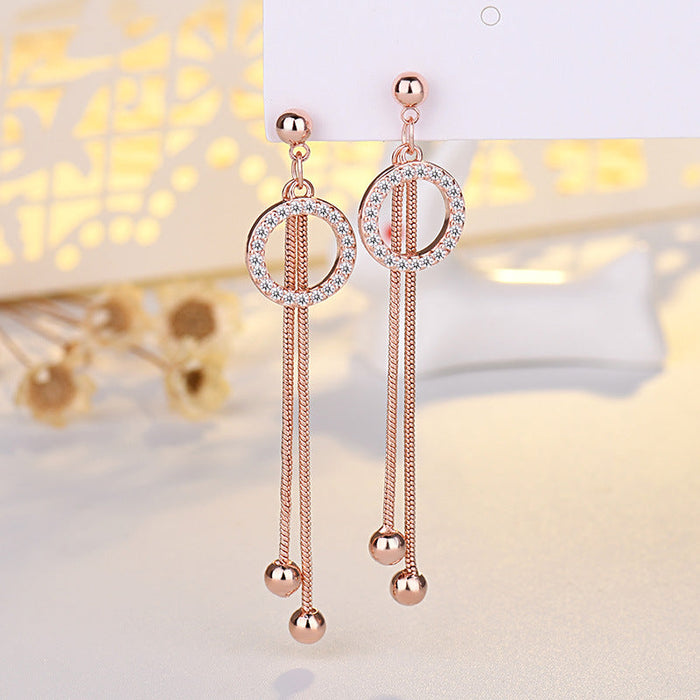 Wholesale S925 Silver Needle Copper Zircon Round Earrings JDC-ES-QLX025 Earrings 巧兰轩 rose gold Wholesale Jewelry JoyasDeChina Joyas De China