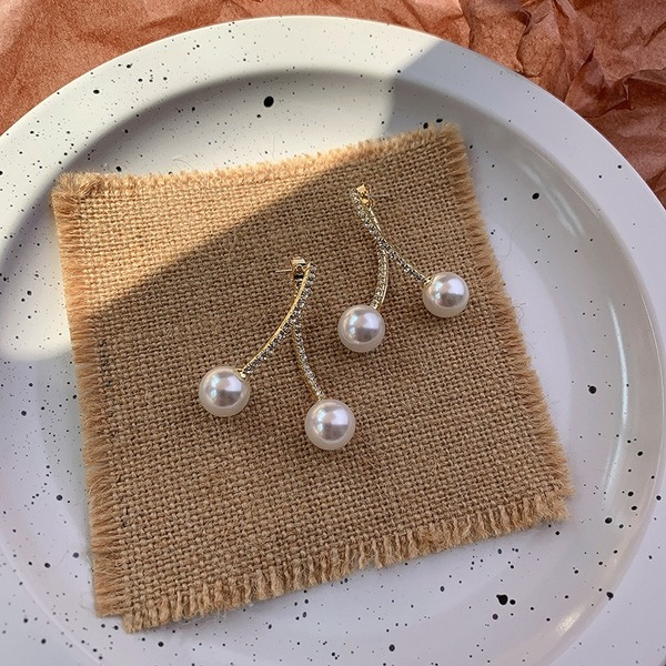 Bulk Jewelry Wholesale S925 silver needle full diamond pearl C-shaped cross Earrings JDC-ES-W310 Wholesale factory from China YIWU China