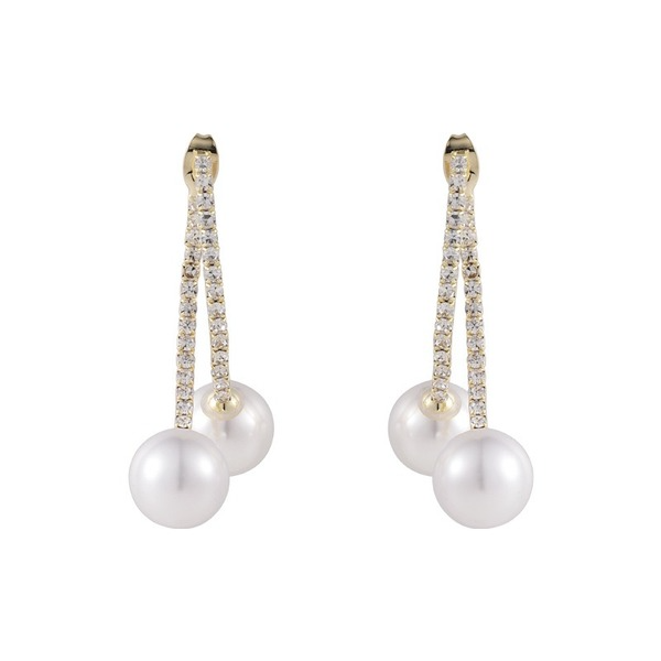 Bulk Jewelry Wholesale S925 silver needle full diamond pearl C-shaped cross Earrings JDC-ES-W310 Wholesale factory from China YIWU China