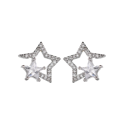 Wholesale S925 Silver Needle String Empty Pentagram Zircon Earrings JDC-ES-XuF116 Earrings 旭帆 A Wholesale Jewelry JoyasDeChina Joyas De China