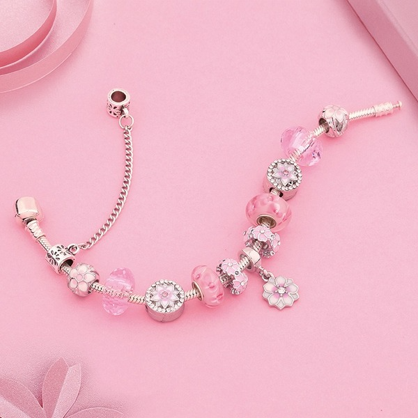 Wholesale Sakura Pink Crystal Beaded Bracelet JDC-BT-LJ026 Bracelet JoyasDeChina Wholesale Jewelry JoyasDeChina Joyas De China