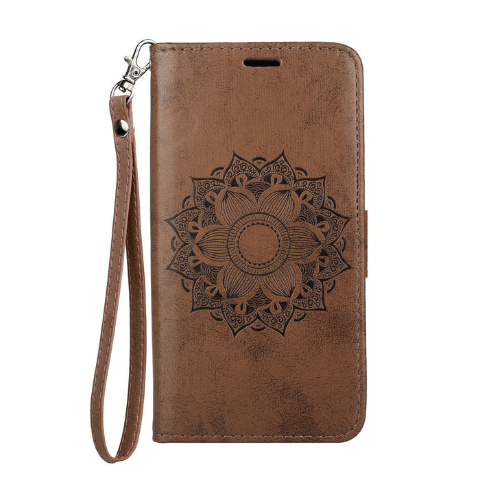 Bulk Jewelry Wholesale Samsung phone case Brown embossed clamshell PU leather case JDC-PC-XT001 Wholesale factory from China YIWU China