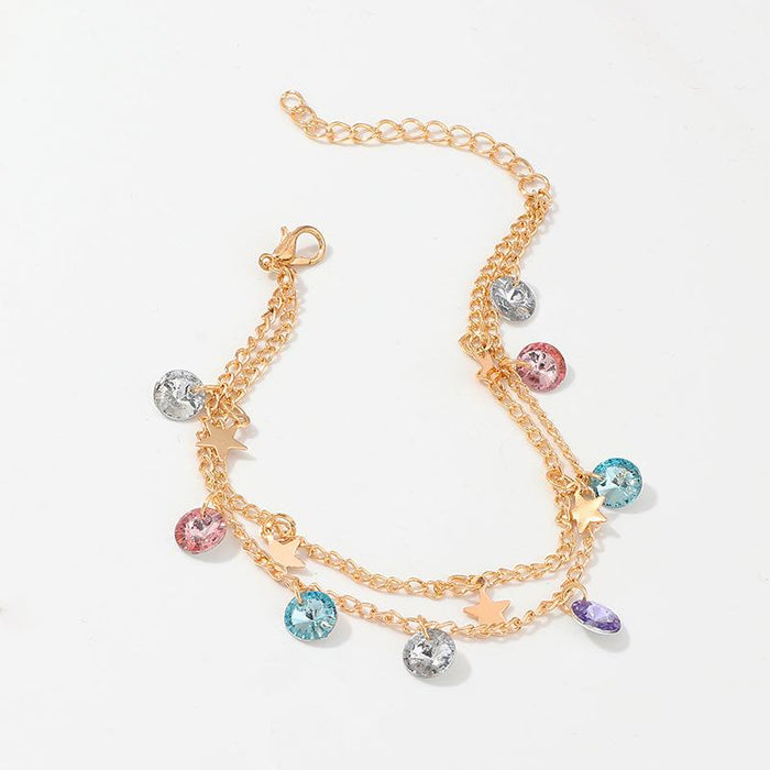Bulk Jewelry Wholesale sand wind Star color diamond foot chain JDC-AS-e030 Wholesale factory from China YIWU China