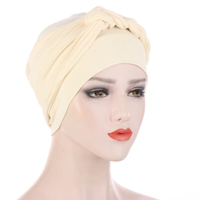 Wholesale sanded milk silk soft turban hat JDC-FH-QD008 Fashionhat 群德 beige Wholesale Jewelry JoyasDeChina Joyas De China