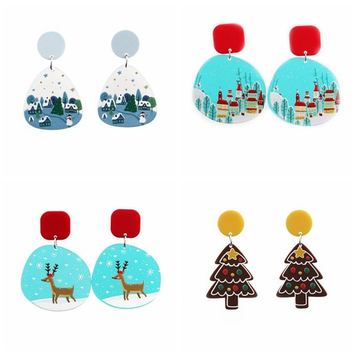 Wholesale Santa Claus Snowflake Snowman Acrylic Earrings JDC-ES-ML070 Earrings JoyasDeChina Wholesale Jewelry JoyasDeChina Joyas De China