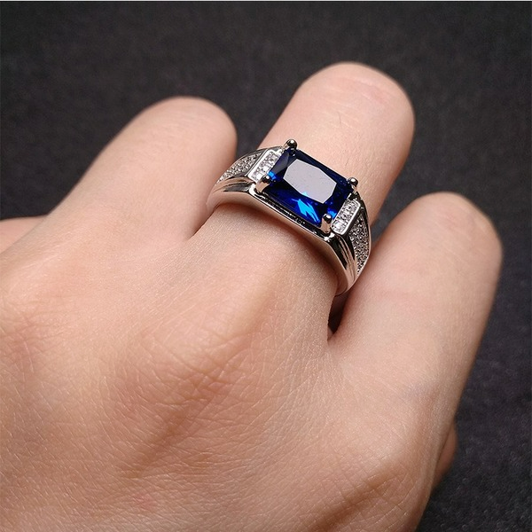 Wholesale sapphire men's open ring JDC-RS-XH008 Rings JoyasDeChina Wholesale Jewelry JoyasDeChina Joyas De China