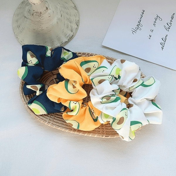 Wholesale satin rubber band avocado printing hair bands JDC-HS-H423 Hair Scrunchies 妙德 Wholesale Jewelry JoyasDeChina Joyas De China