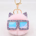 Wholesale Sequin Glasses Frame Imitation Rex Rabbit Hair Alloy Hair Ball Ear Keychain JDC-KC-Zuge028 Keychains 祖格 Light Pink / Wholesale Jewelry JoyasDeChina Joyas De China