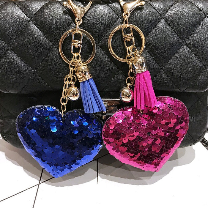 Wholesale Sequin Heart Shape Metal Keychain JDC-KC-FeiRun039 Keychains 飞润 Wholesale Jewelry JoyasDeChina Joyas De China