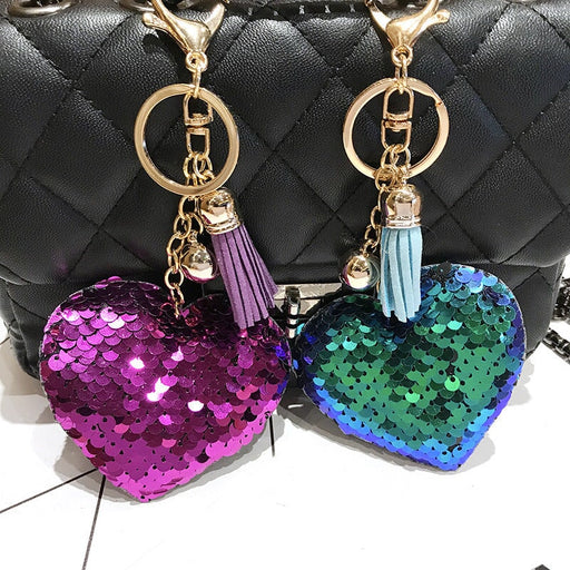 Wholesale Sequin Heart Shape Metal Keychain JDC-KC-FeiRun039 Keychains 飞润 Wholesale Jewelry JoyasDeChina Joyas De China