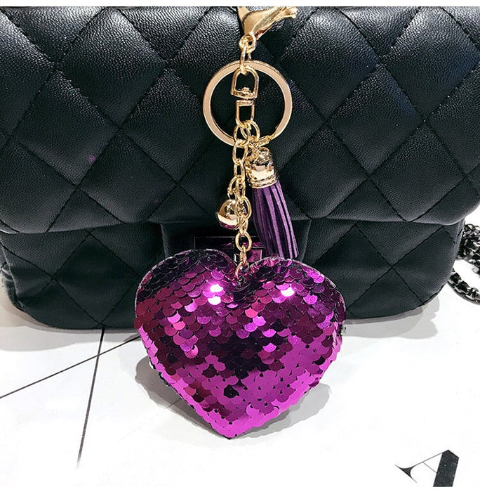 Wholesale Sequin Heart Shape Metal Keychain JDC-KC-FeiRun039 Keychains 飞润 Wholesale Jewelry JoyasDeChina Joyas De China