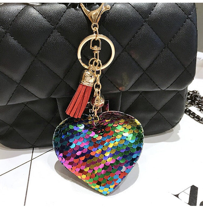 Wholesale Sequin Heart Shape Metal Keychain JDC-KC-FeiRun039 Keychains 飞润 Wholesale Jewelry JoyasDeChina Joyas De China