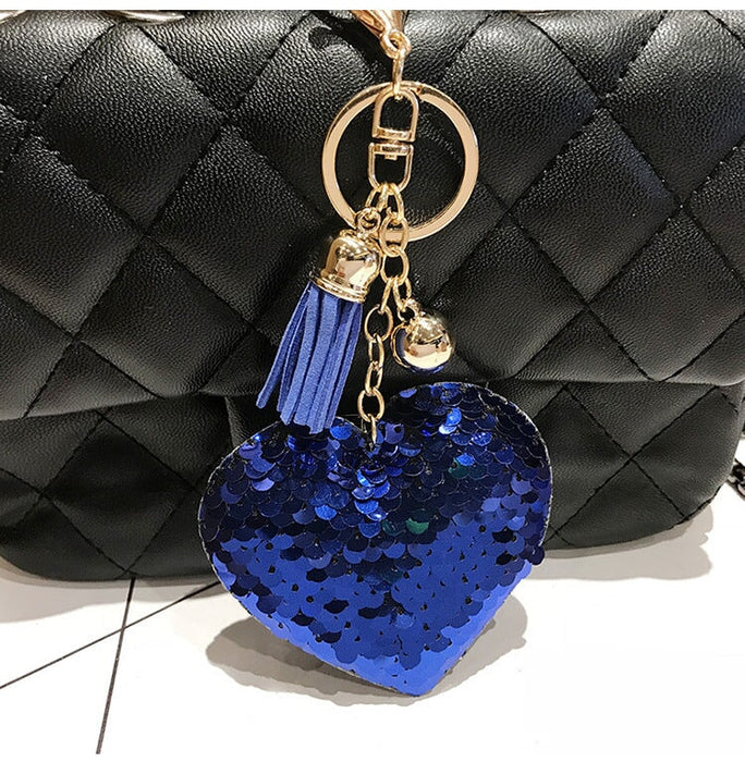 Wholesale Sequin Heart Shape Metal Keychain JDC-KC-FeiRun039 Keychains 飞润 blue OPP Wholesale Jewelry JoyasDeChina Joyas De China