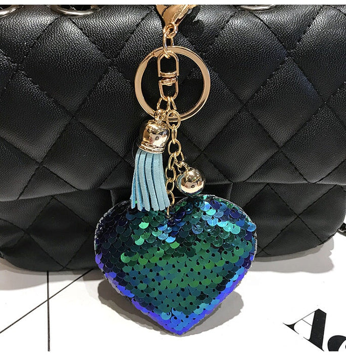 Wholesale Sequin Heart Shape Metal Keychain JDC-KC-FeiRun039 Keychains 飞润 green OPP Wholesale Jewelry JoyasDeChina Joyas De China