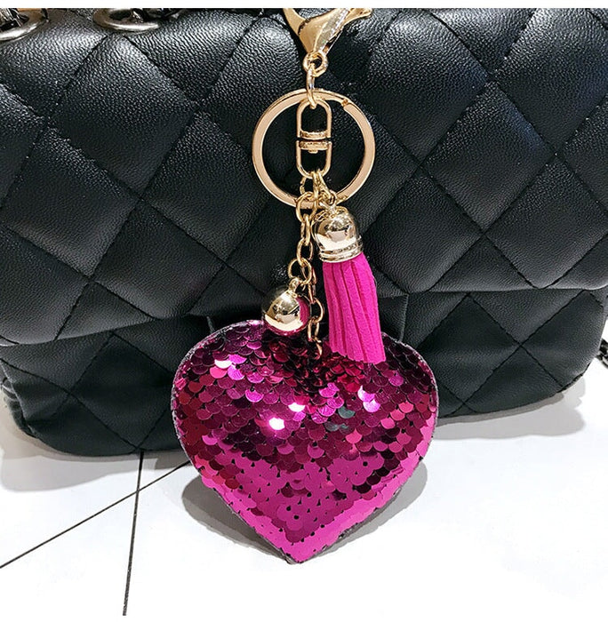 Wholesale Sequin Heart Shape Metal Keychain JDC-KC-FeiRun039 Keychains 飞润 purple OPP Wholesale Jewelry JoyasDeChina Joyas De China