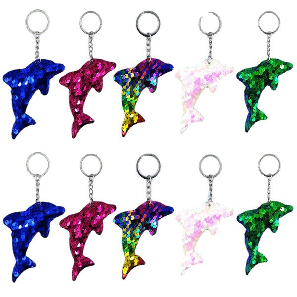 Wholesale Sequin scales dolphin keychains JDC-KC-YD025 Keychains 帝雁 Wholesale Jewelry JoyasDeChina Joyas De China