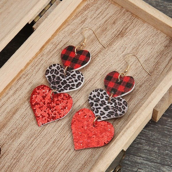 Wholesale sequined plaid leopard stitching leather earrings JDC-ES-GSMQ022 Earrings 妙奇 Wholesale Jewelry JoyasDeChina Joyas De China