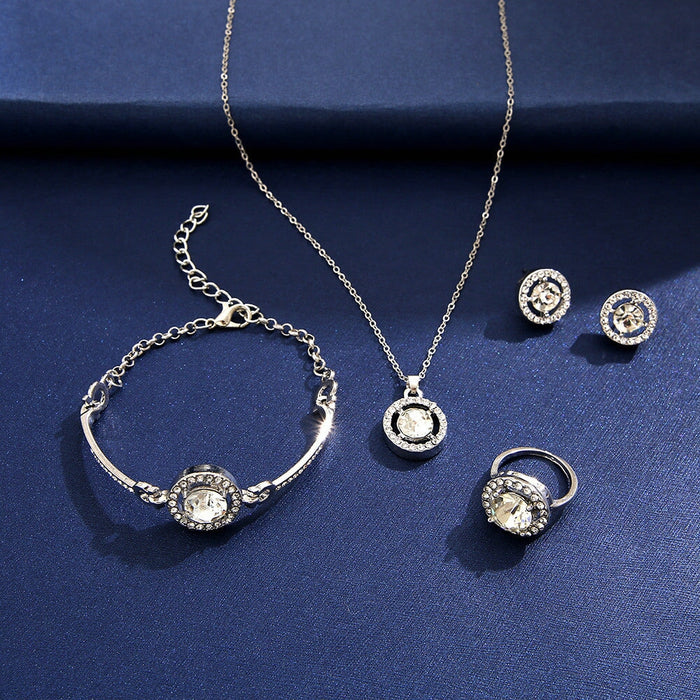 Wholesale set rhinestone necklace stud earring bracelet ring four-piece set JDC-RS-F081 Rings 韩之尚 Wholesale Jewelry JoyasDeChina Joyas De China