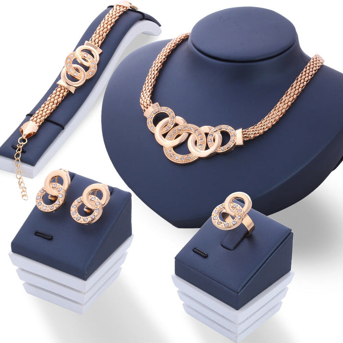 Wholesale set rhinestone necklace stud earring bracelet ring set four-piece JDC-NE-F039 Necklaces 韩之尚 1 Wholesale Jewelry JoyasDeChina Joyas De China